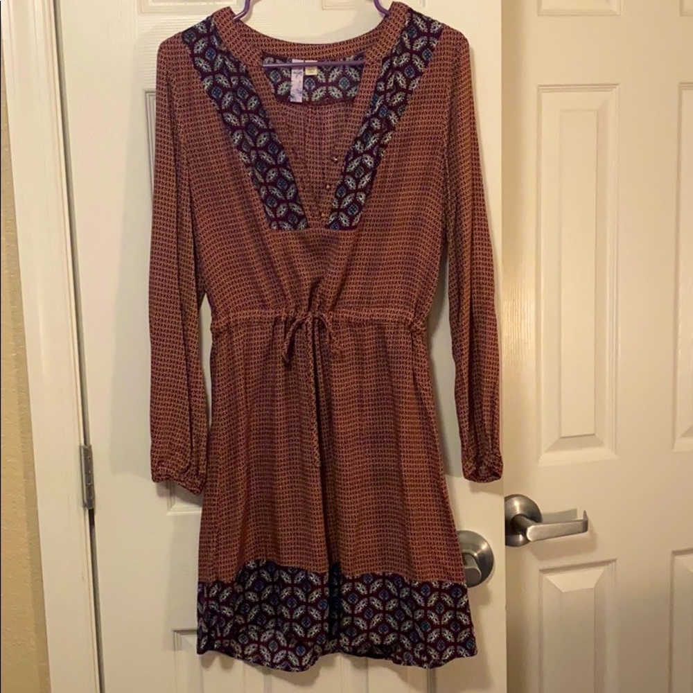 Wine colored, cinch waist dress, size M